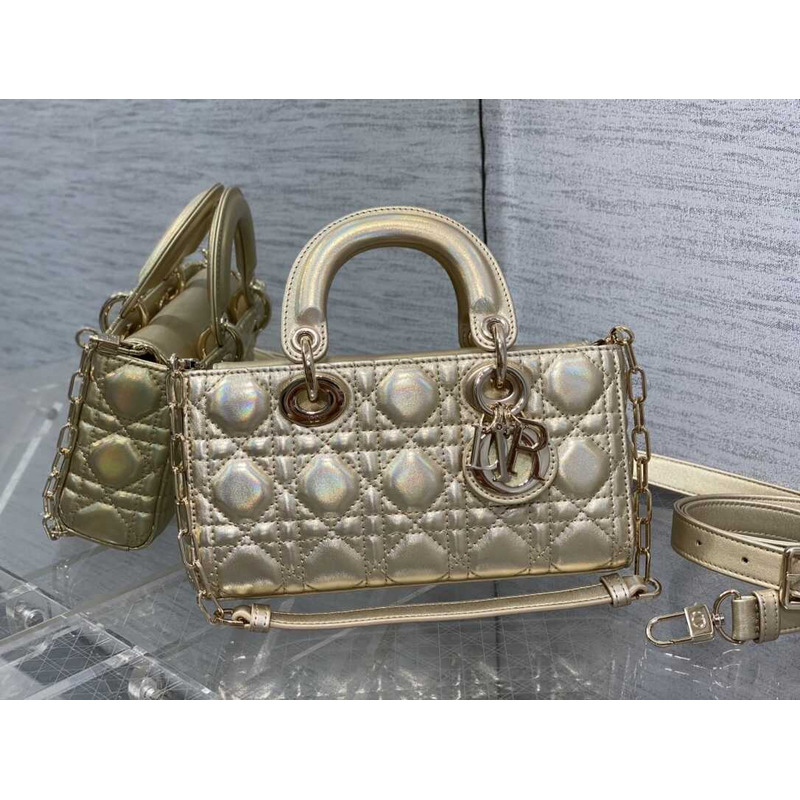 D*or small lady d-joy bag lambskin champagne