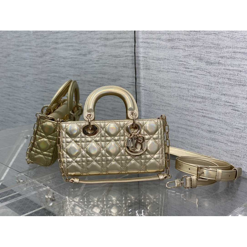 D*or small lady d-joy bag lambskin champagne