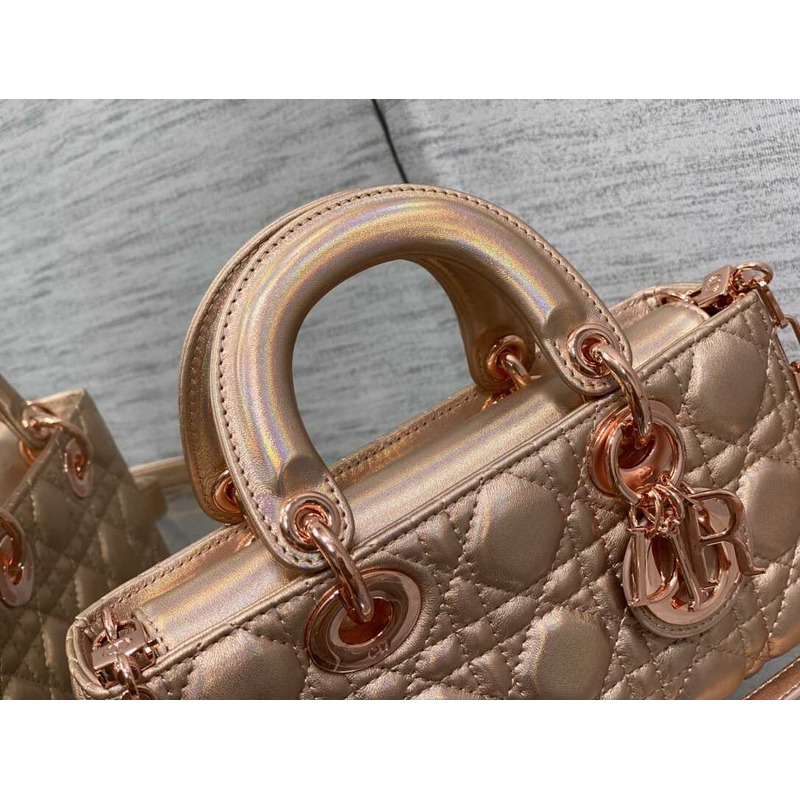 D*or small lady d-joy bag lambskin rose gold