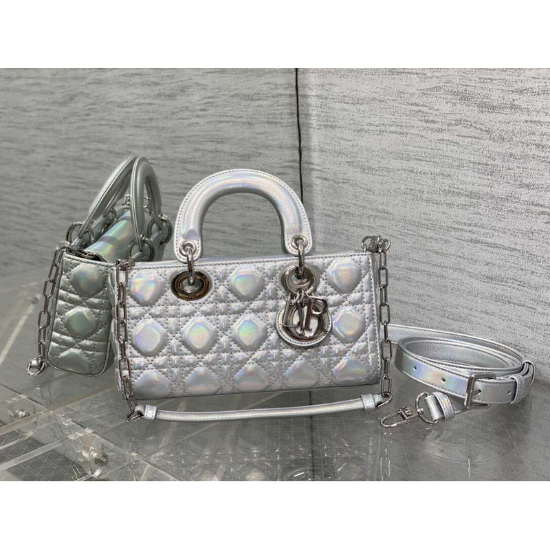 D*or small lady d-joy bag lambskin silver