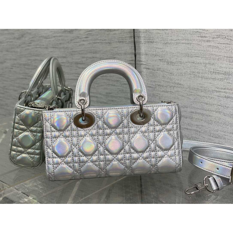 D*or small lady d-joy bag lambskin silver