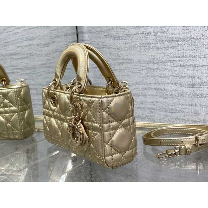 D*or micro lady d-joy bag lambskin champagne