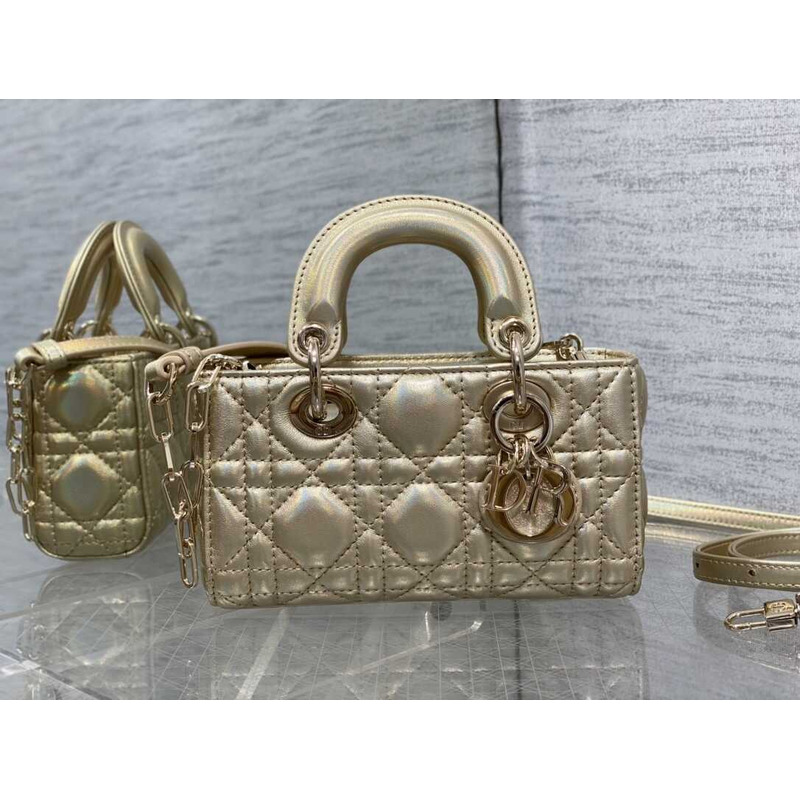 D*or micro lady d-joy bag lambskin champagne