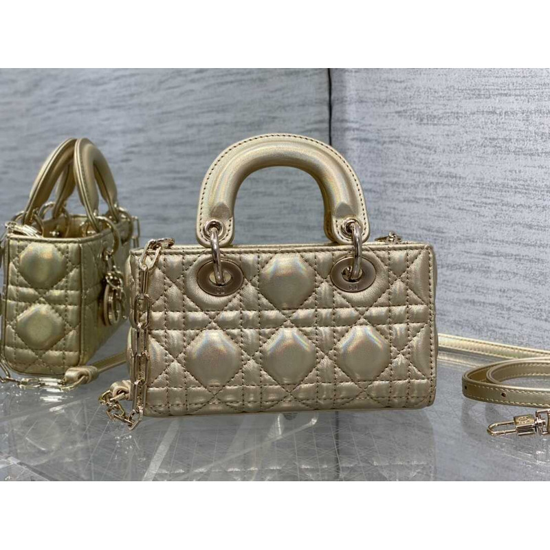 D*or micro lady d-joy bag lambskin champagne