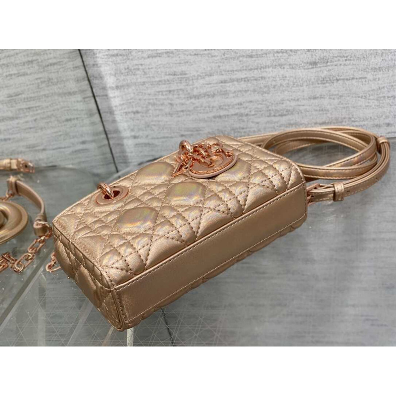 D*or micro lady d-joy bag lambskin rose gold