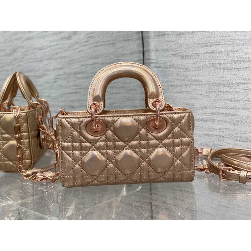 D*or micro lady d-joy bag lambskin rose gold