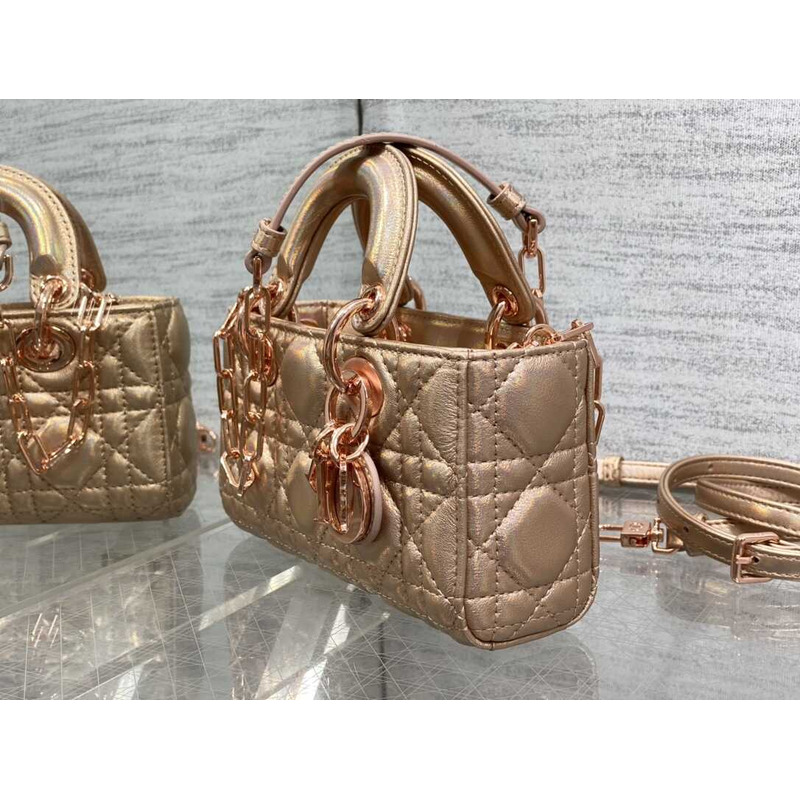 D*or micro lady d-joy bag lambskin rose gold