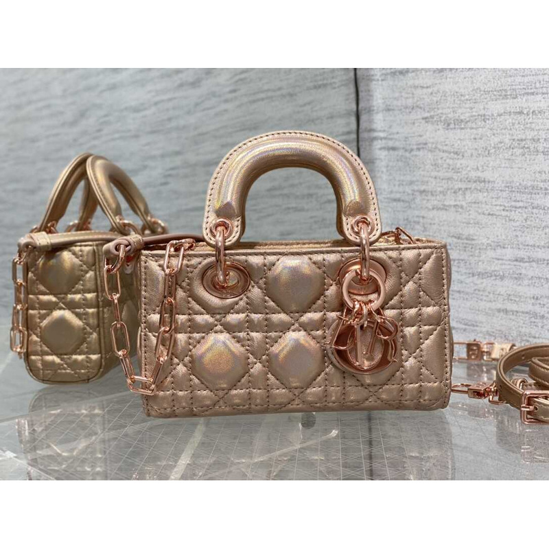 D*or micro lady d-joy bag lambskin rose gold