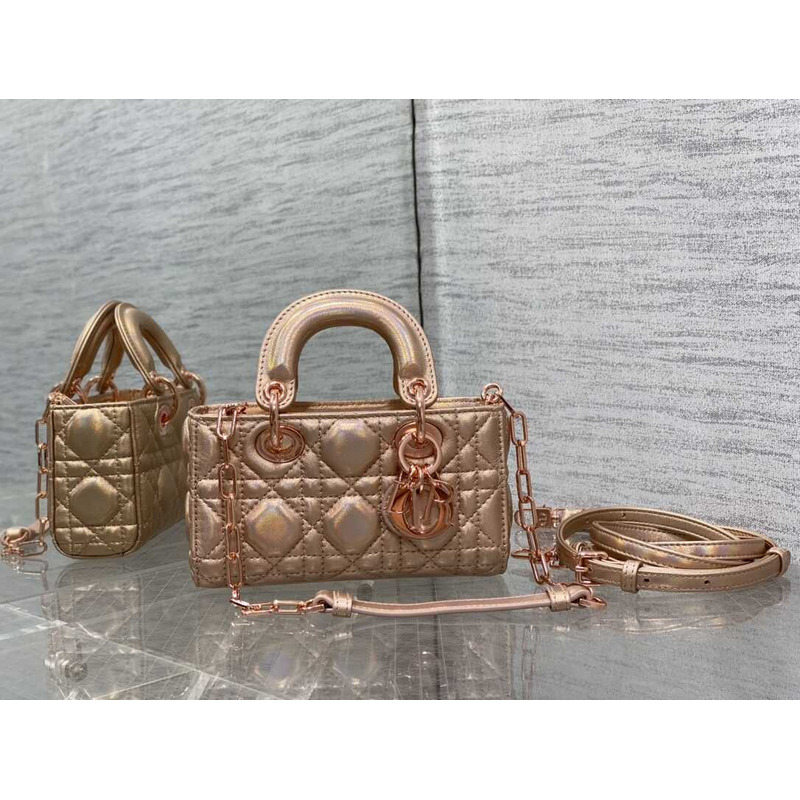 D*or micro lady d-joy bag lambskin rose gold