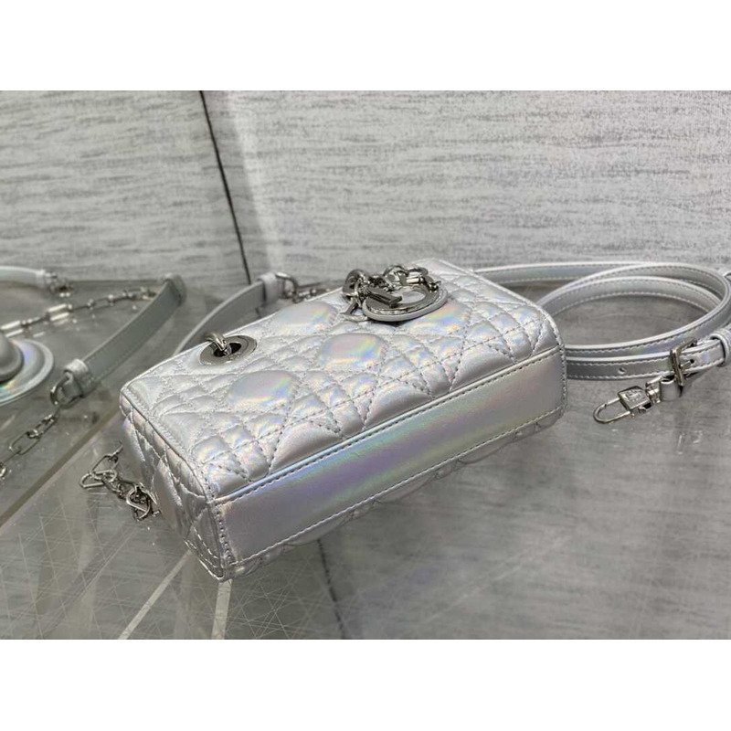 D*or micro lady d-joy bag lambskin silver