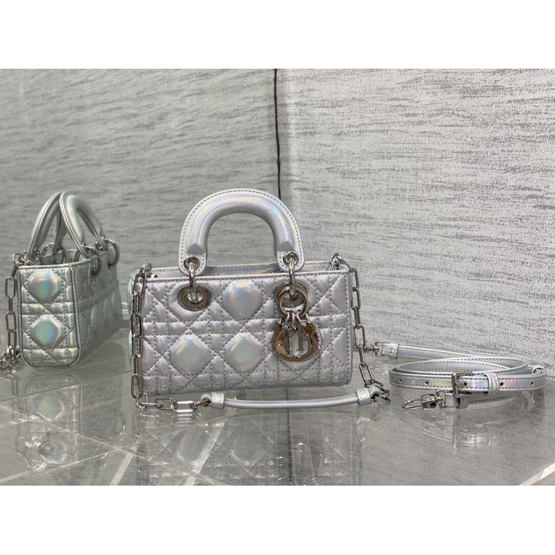 D*or micro lady d-joy bag lambskin silver