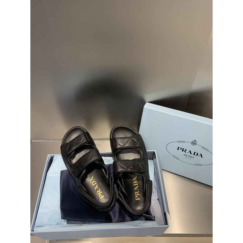 Pra*a padded nappa leather sandals black