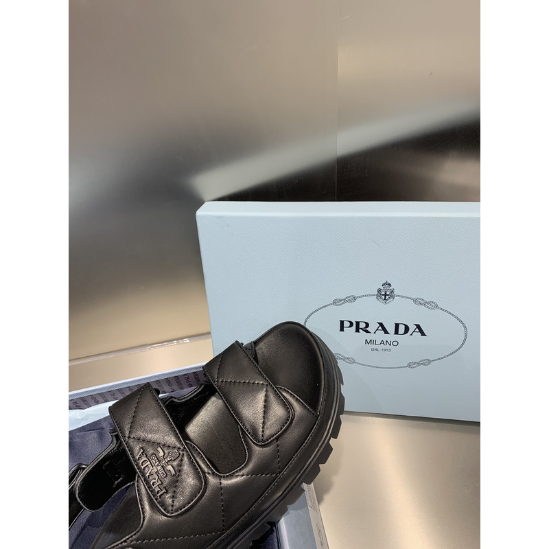 Pra*a padded nappa leather sandals black