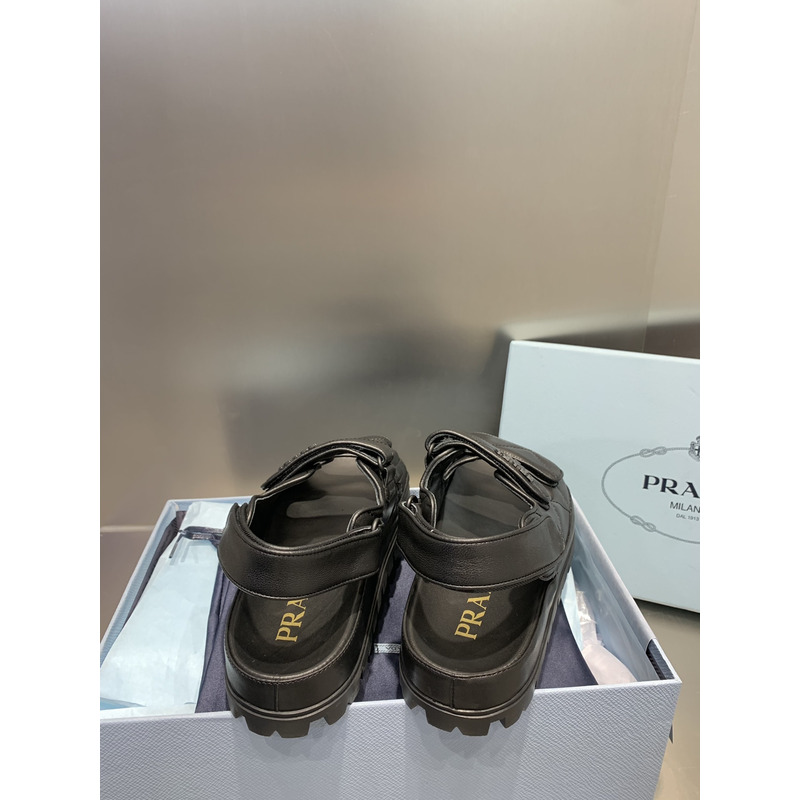 Pra*a padded nappa leather sandals black