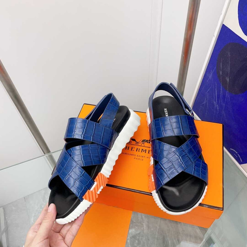 H**mes electric sandal navy blue