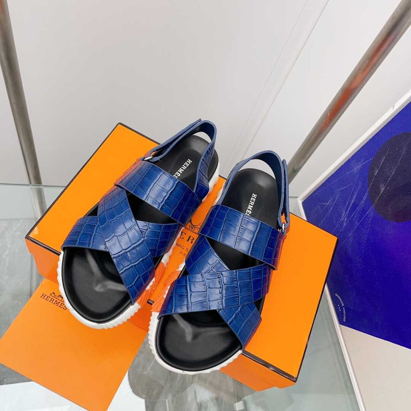 H**mes electric sandal navy blue