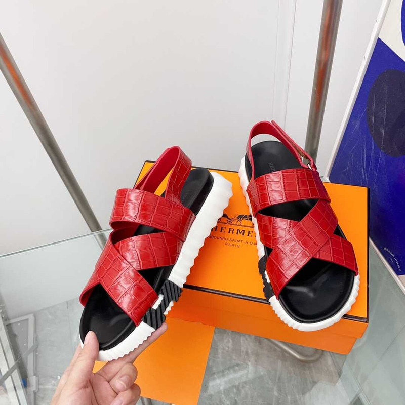 H**mes electric sandal red