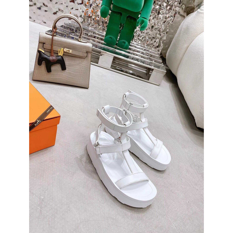 H**mes enid leather gladiator sandals white