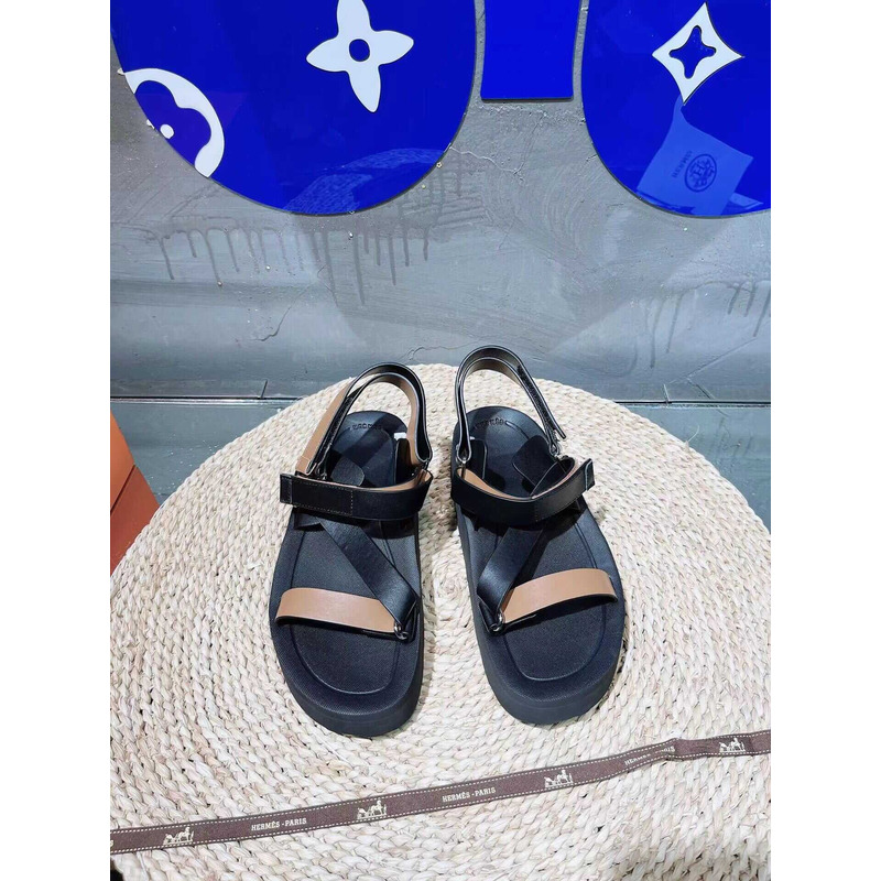 H**mes leather sandals black