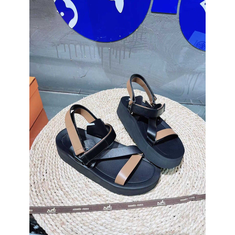 H**mes leather sandals black