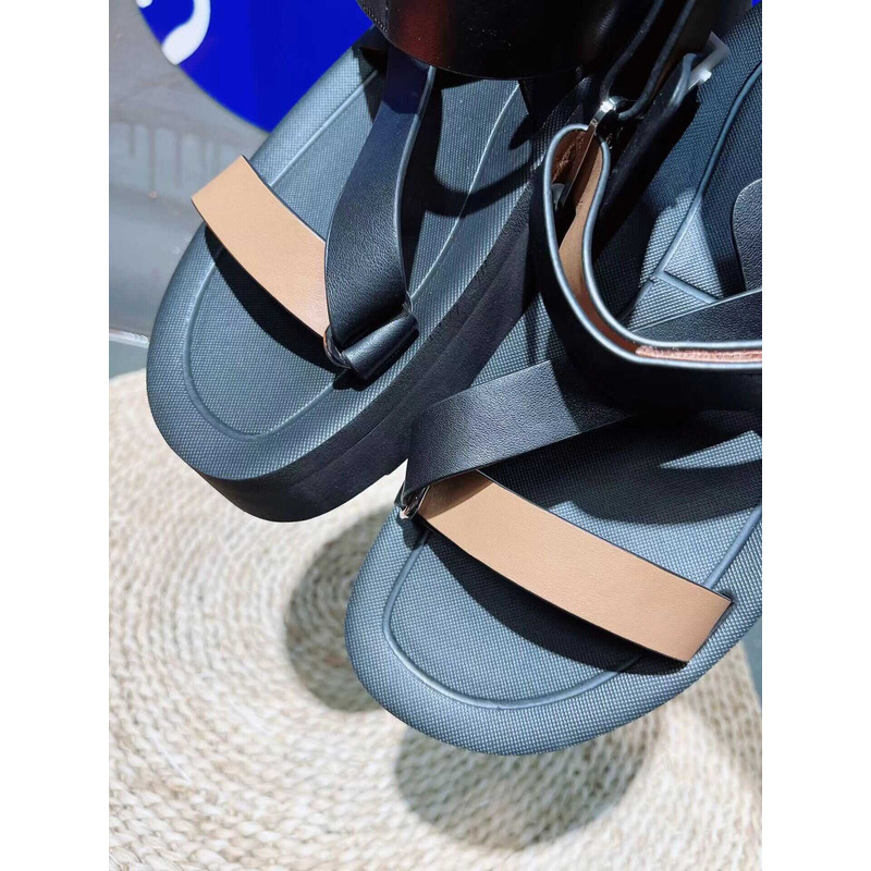 H**mes leather sandals black