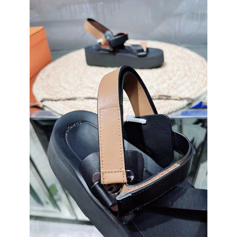 H**mes leather sandals black