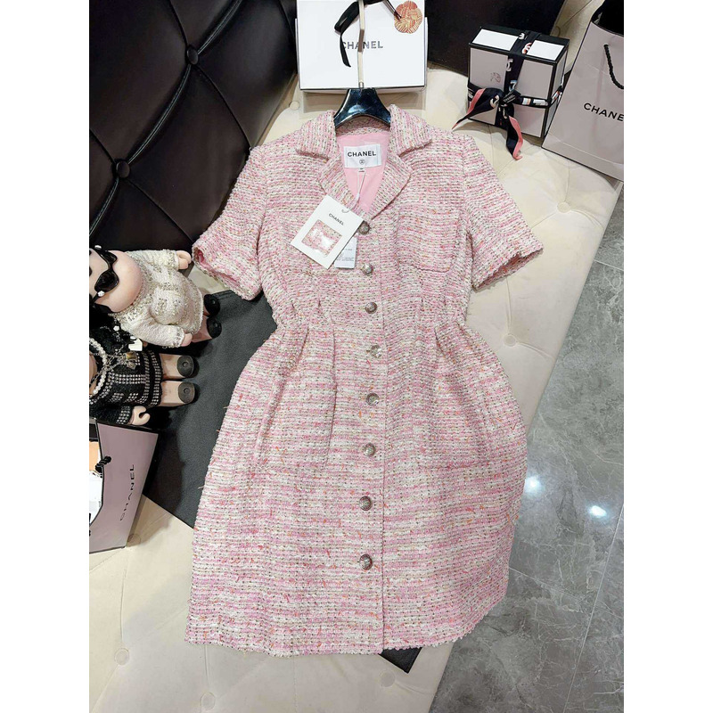 Ch*el tweed dress pink