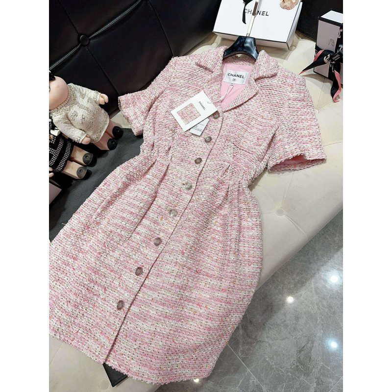 Ch*el tweed dress pink