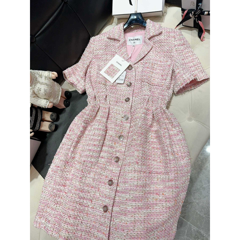 Ch*el tweed dress pink