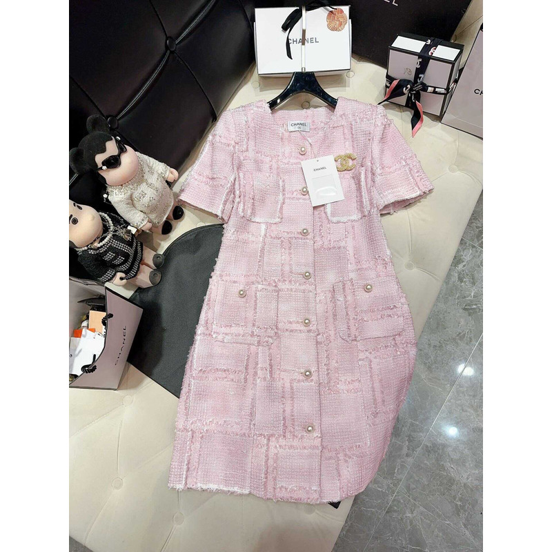 Ch*el tweed dress pink