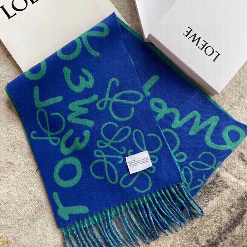 Loewe Luo Yiwei Unisex Graffiti Double-sided Scarf  Blue And Green