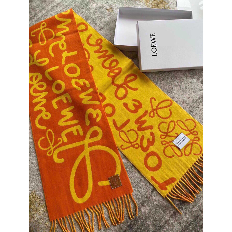 Loewe Luo Yiwei Unisex Graffiti Double-sided Scarf Red And Yellow