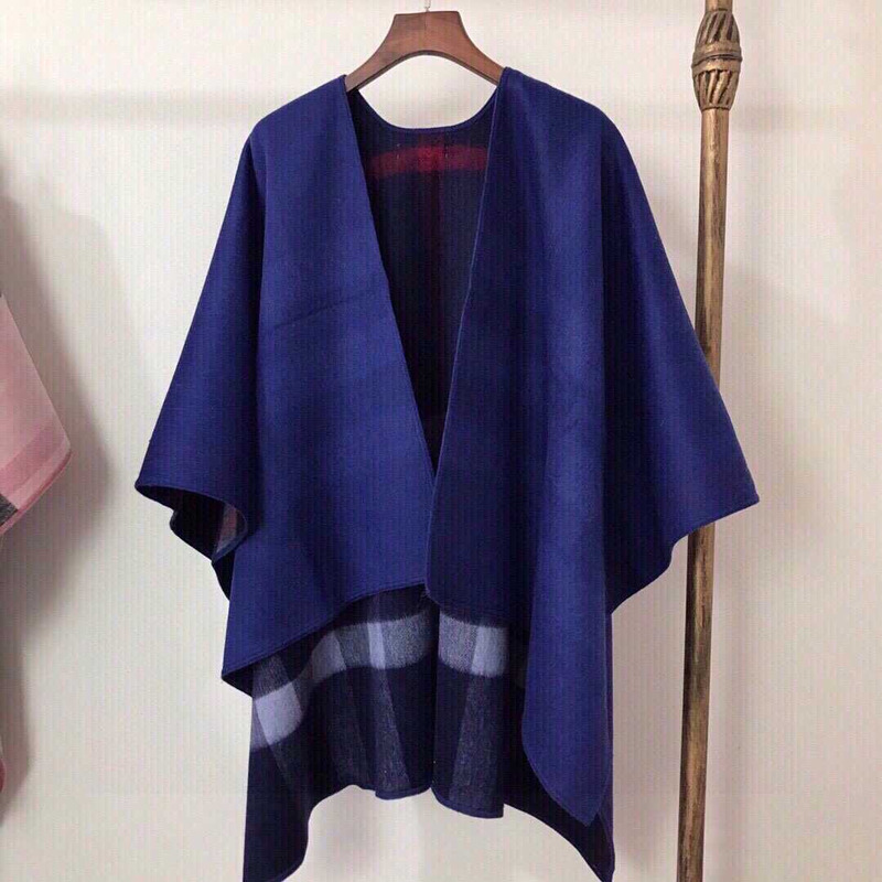 B**rry check flared cape coat blue