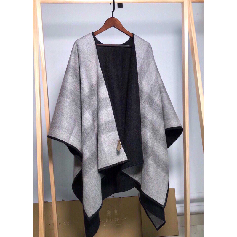 B**rry check flared cape coat black