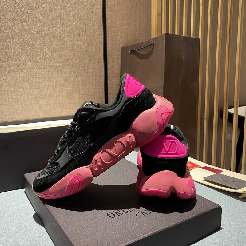 Valentino Garavani Black Pink Bubbleback Sneakers