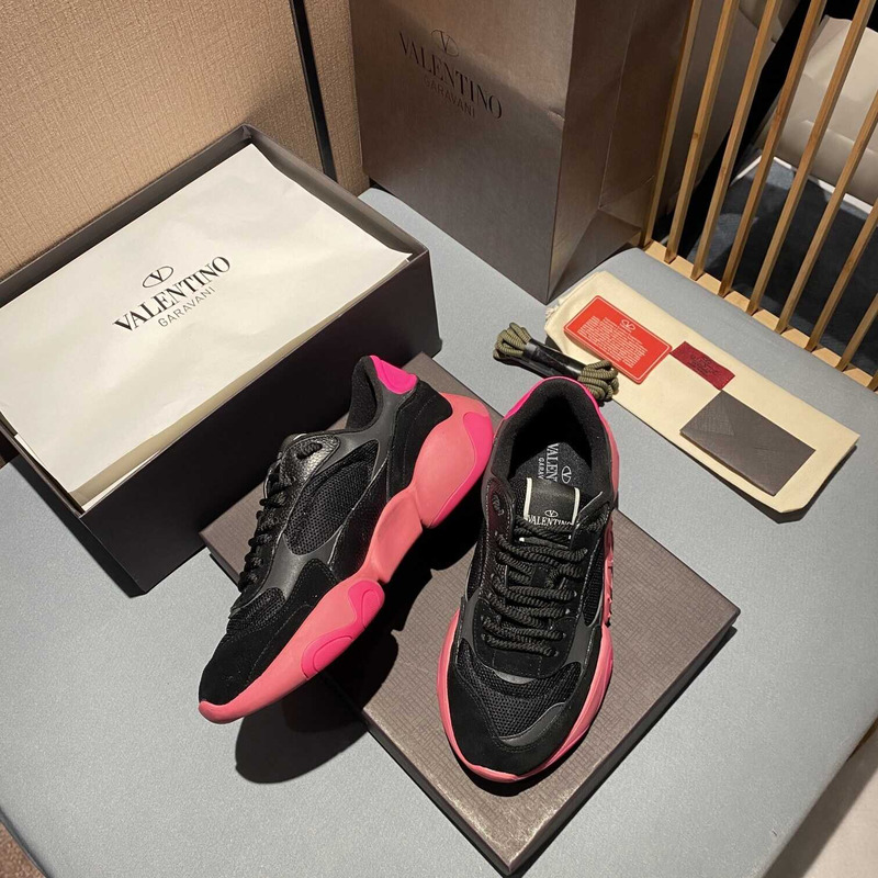 Valentino Garavani Black Pink Bubbleback Sneakers