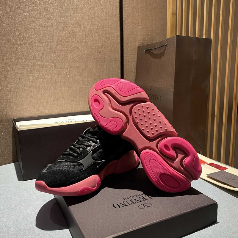 Valentino Garavani Black Pink Bubbleback Sneakers