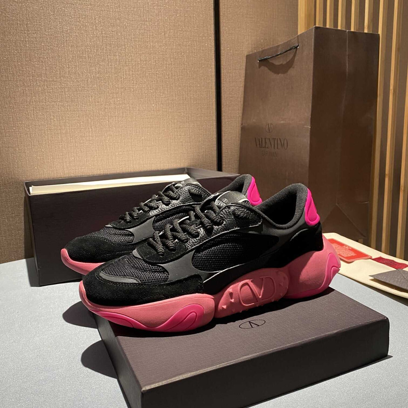 Valentino Garavani Black Pink Bubbleback Sneakers