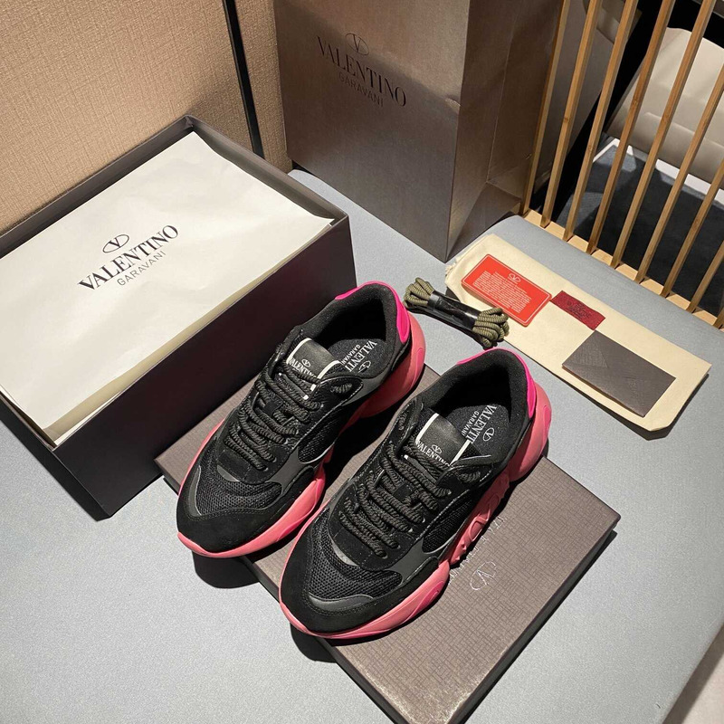 Valentino Garavani Black Pink Bubbleback Sneakers