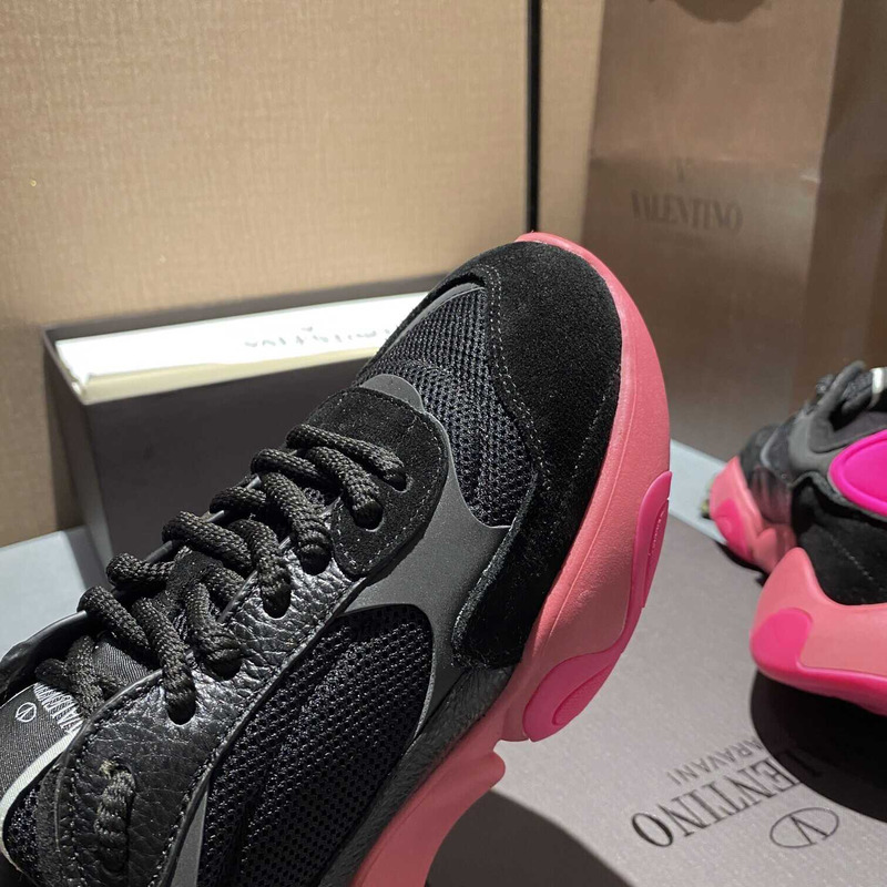 Valentino Garavani Black Pink Bubbleback Sneakers