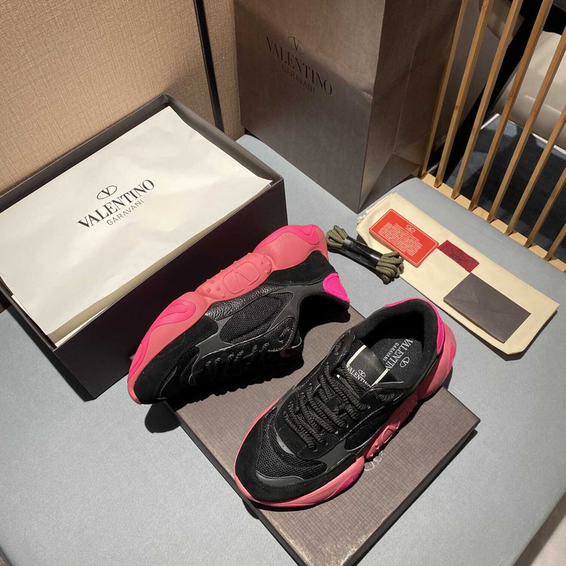 Valentino Garavani Black Pink Bubbleback Sneakers