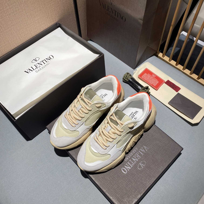 Valentino  Garavani Gray And Beige Bubbleback Sneakers