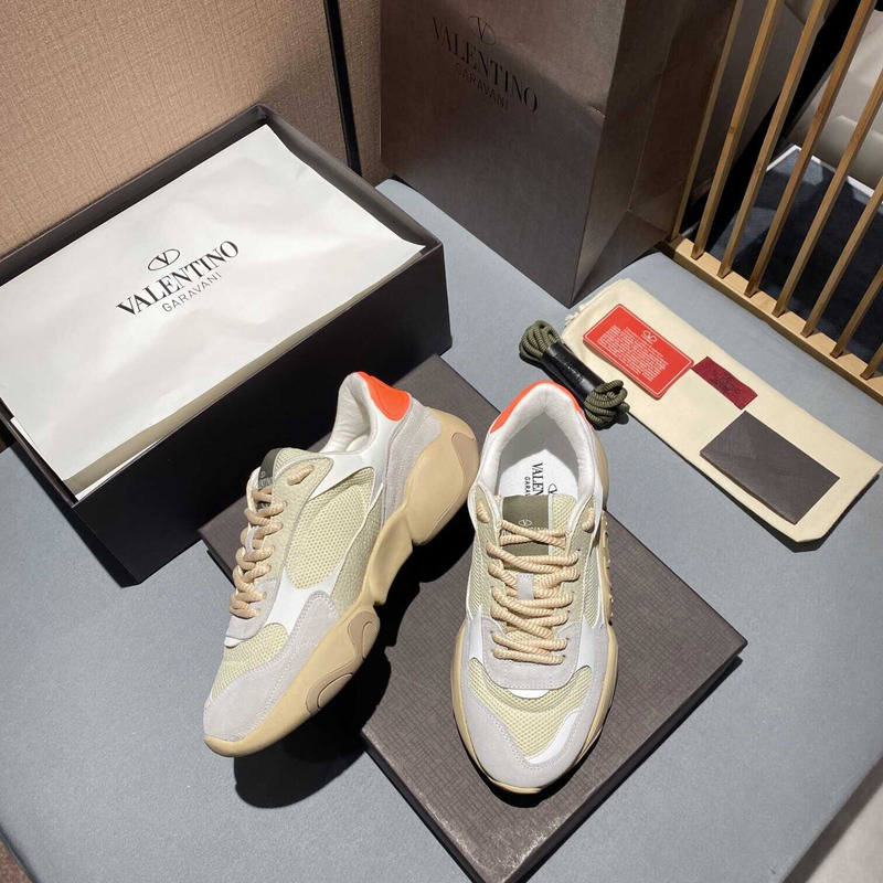 Valentino  Garavani Gray And Beige Bubbleback Sneakers