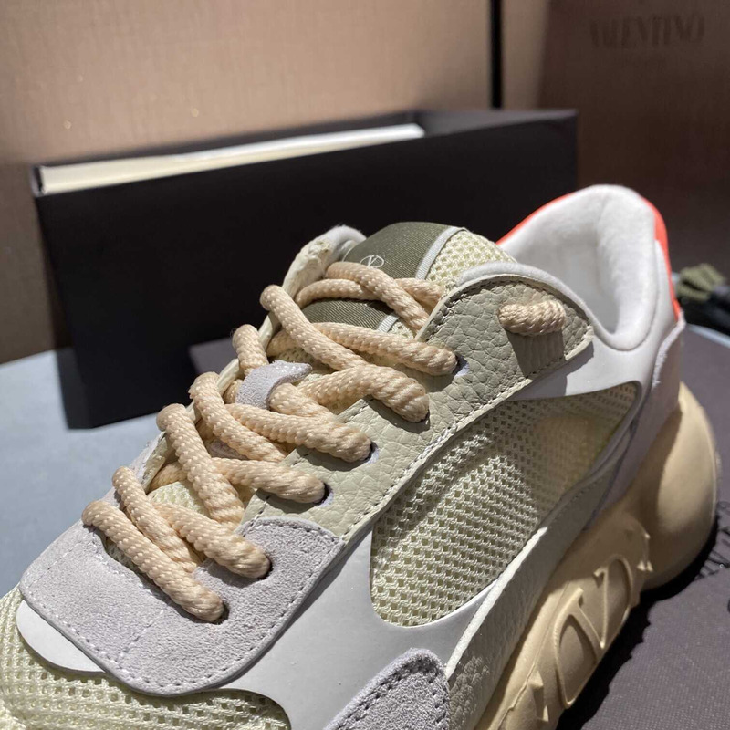 Valentino  Garavani Gray And Beige Bubbleback Sneakers