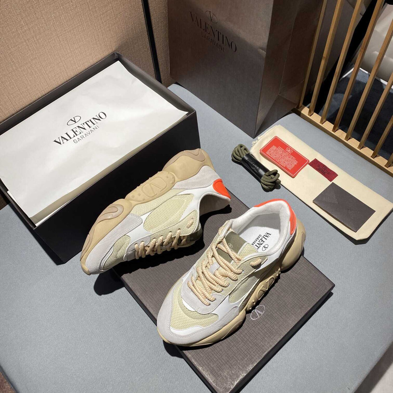 Valentino  Garavani Gray And Beige Bubbleback Sneakers