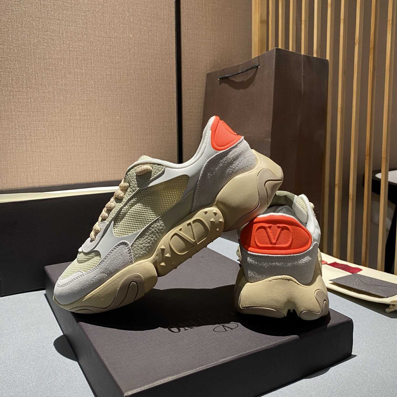 Valentino  Garavani Gray And Beige Bubbleback Sneakers