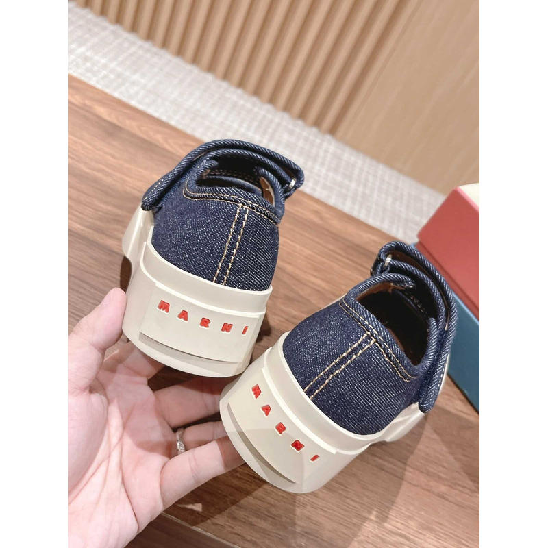 Pablo Touch Strap Low Top Sneakers Denim Blue