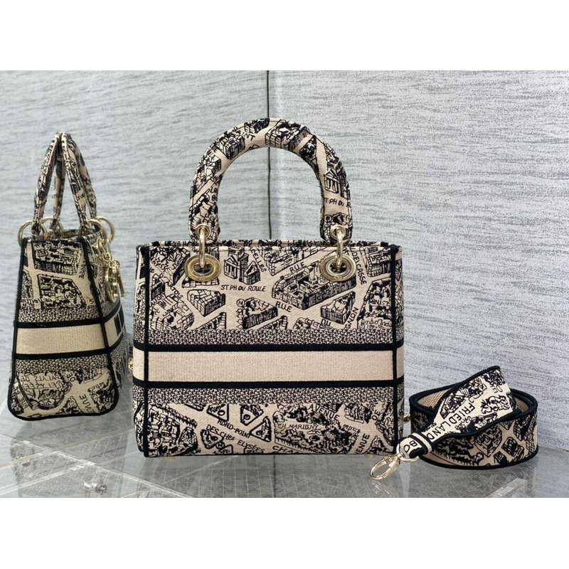 D*or lady D*or d-lite handbag medium beige and black