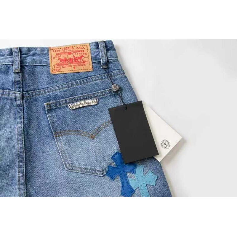 Chrome Heart Cross Jeans Blue