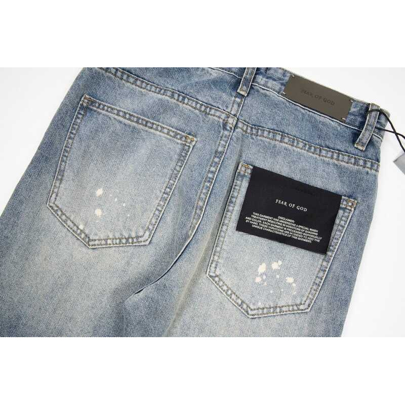 Fear Of God Paint Splatter Skinny Jeans Blue